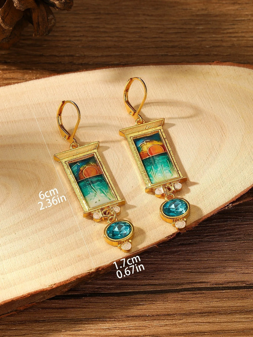Gold retro simple and exaggerated earrings made from alloy with electroplating, one pair