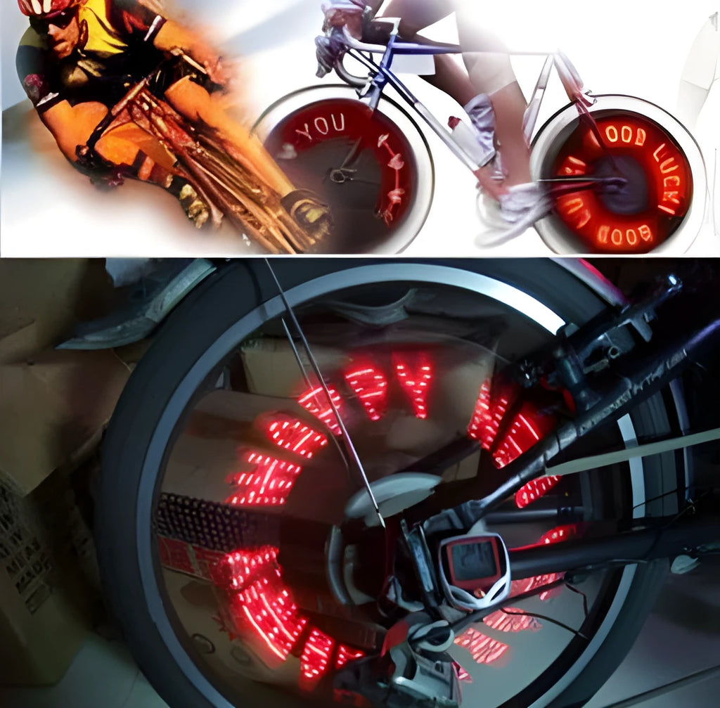 7LED double-sided gas nozzle lamp for bicycles in red and blue, 7.8 cm size