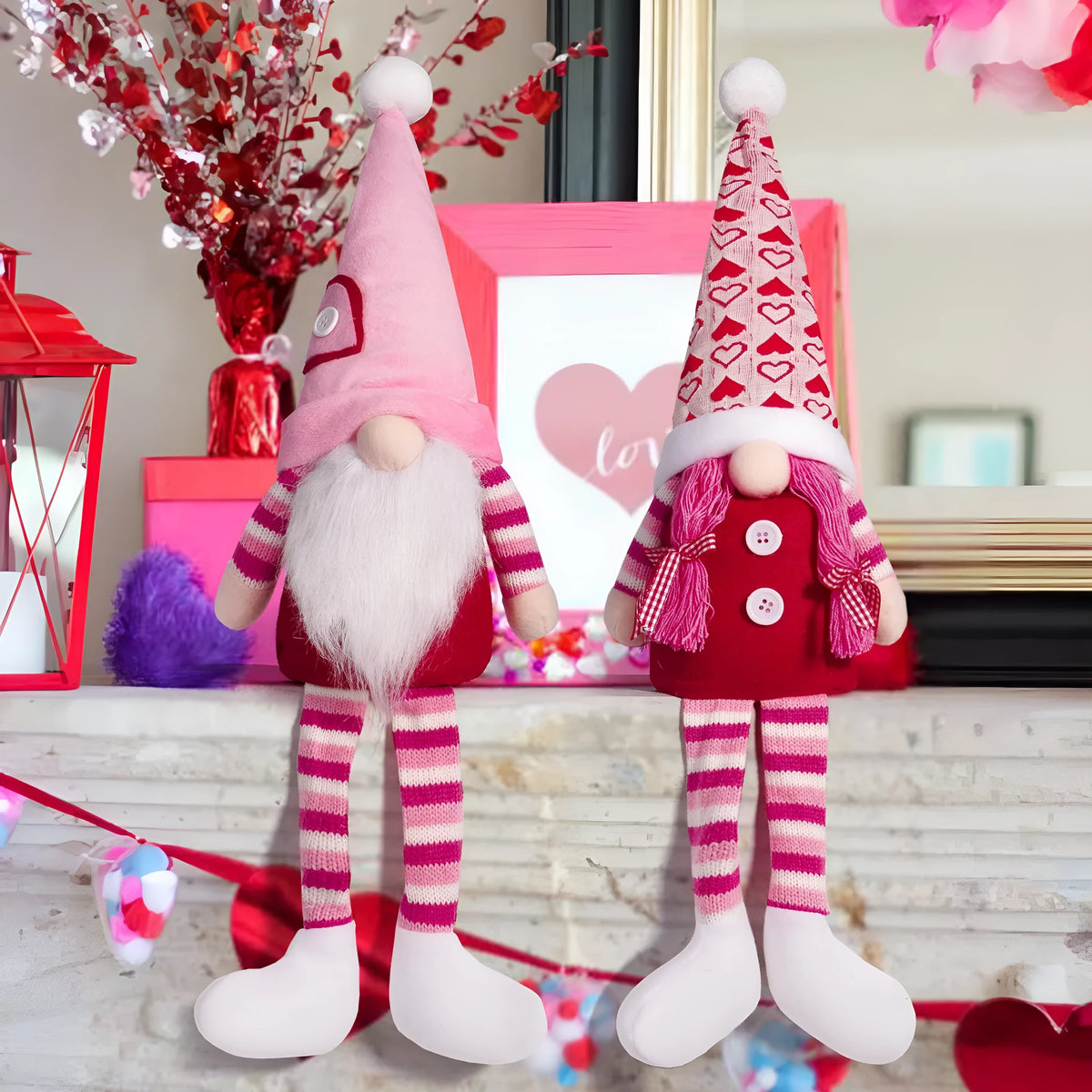 20 inch cloth faceless doll ornament for Valentine's Day and holiday desktop decoration