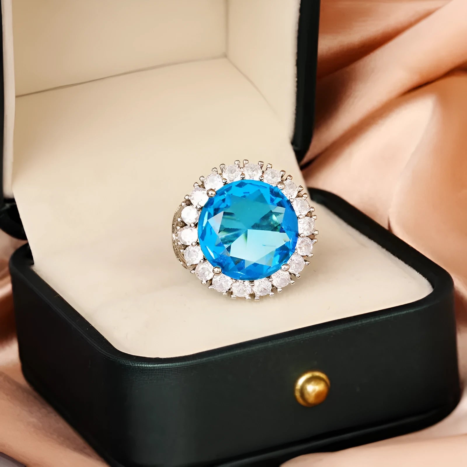 Italian court retro hollow brass ring with electroplated white steel finish shown in silver tone
