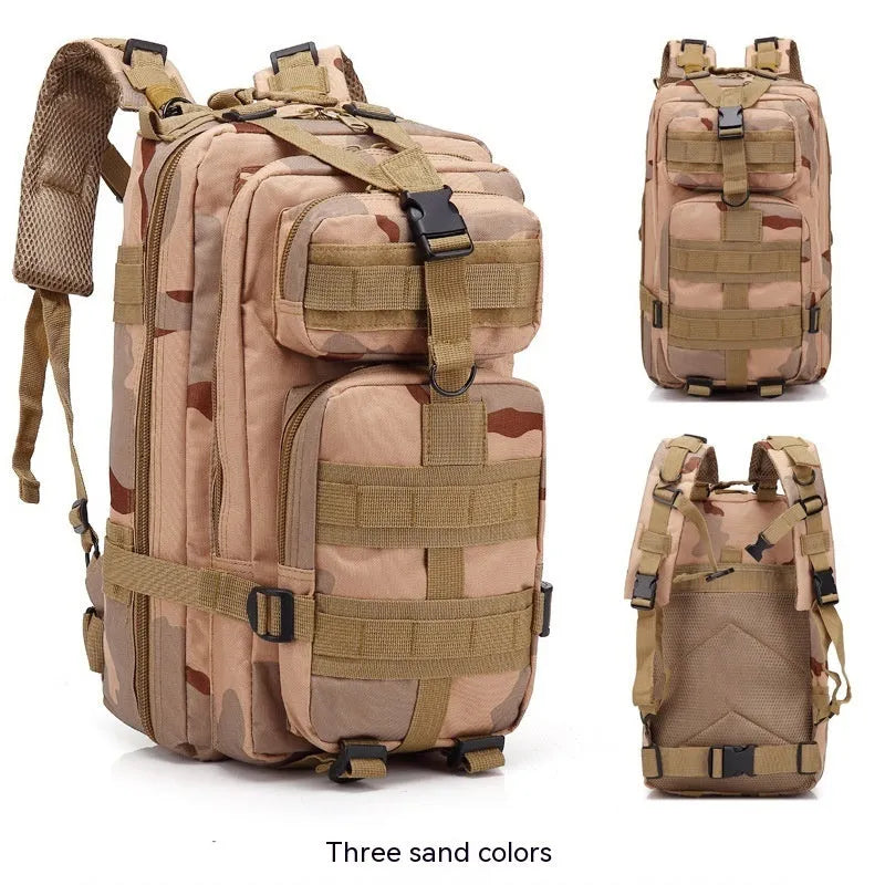 Large capacity off-road hiking backpack in tactical colour with air pillow shoulder straps
