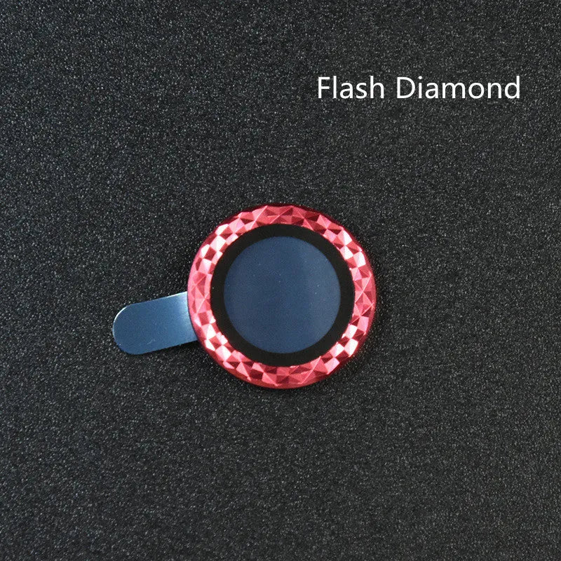 iPhone 12 camera lens protector with black aluminium alloy ring and clear tempered glass film installed.