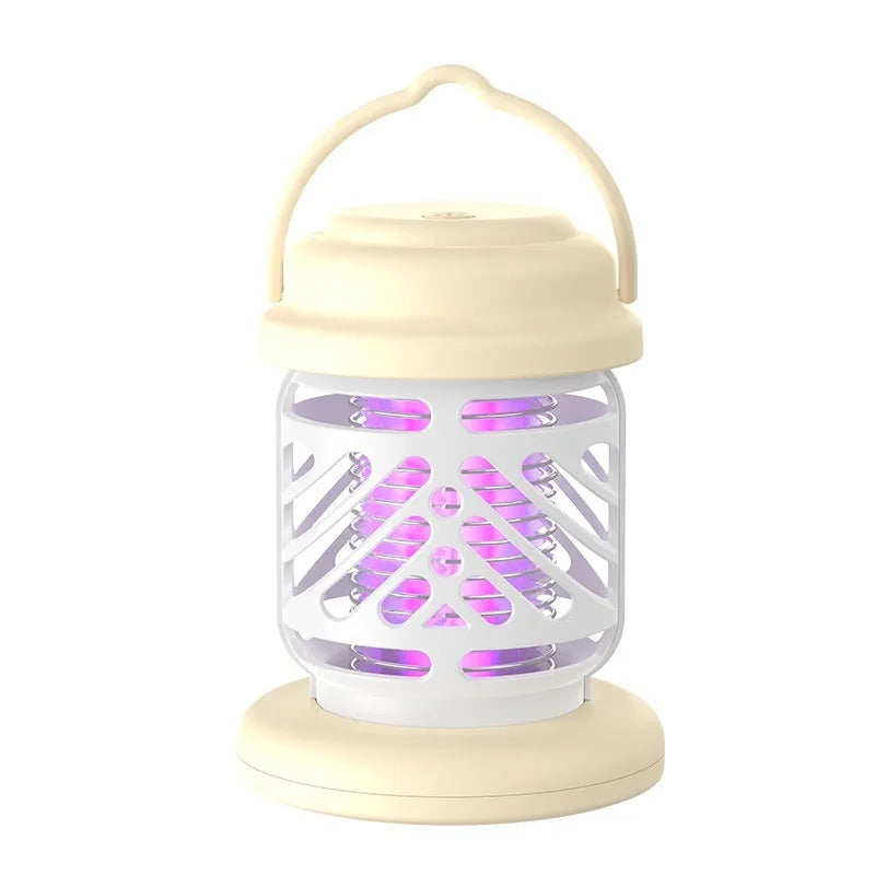Outdoor mosquito killing lamp in beige with rechargeable 1200 MAh battery for 20-50 square metre coverage