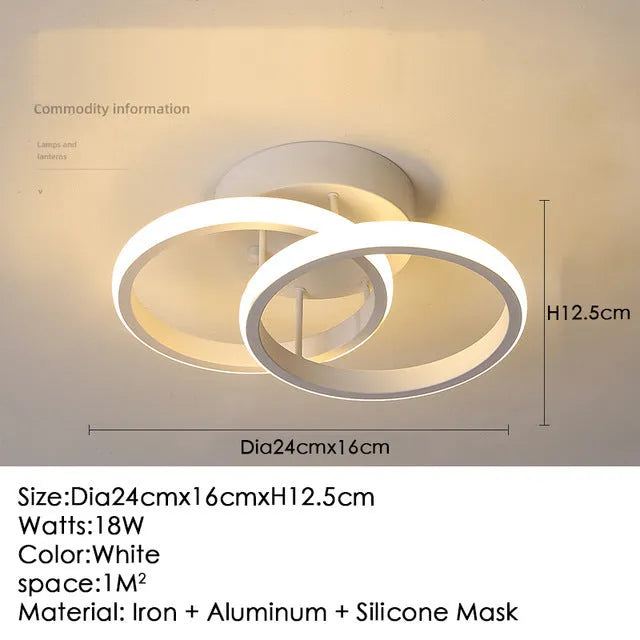 Modern aluminium ceiling lamp in black for corridor entrance hall lighting with remote control