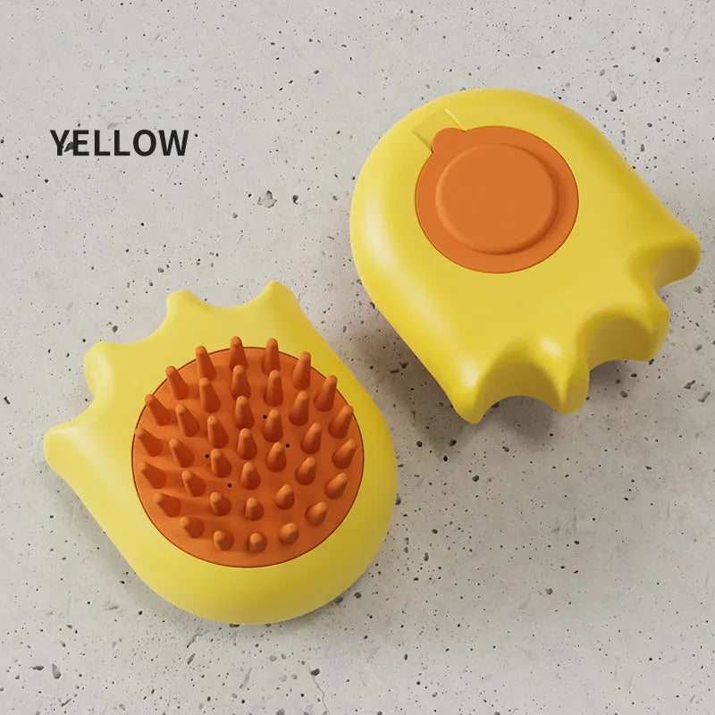 Plastic pet bath brush with shampoo box for dogs and cats, blue orange yellow colour options
