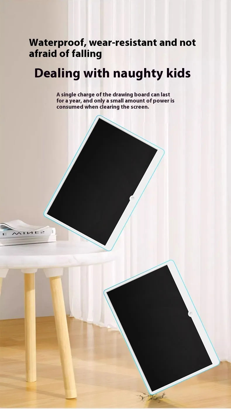 19-inch blue and white LCD drawing tablet for children with stylus on screen