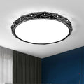 Round iron frame LED ceiling light showing black and white finish options in various diameters