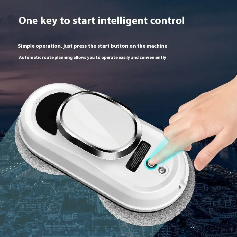 White full-automatic high altitude cleaning machine with remote control and cleaning cloths