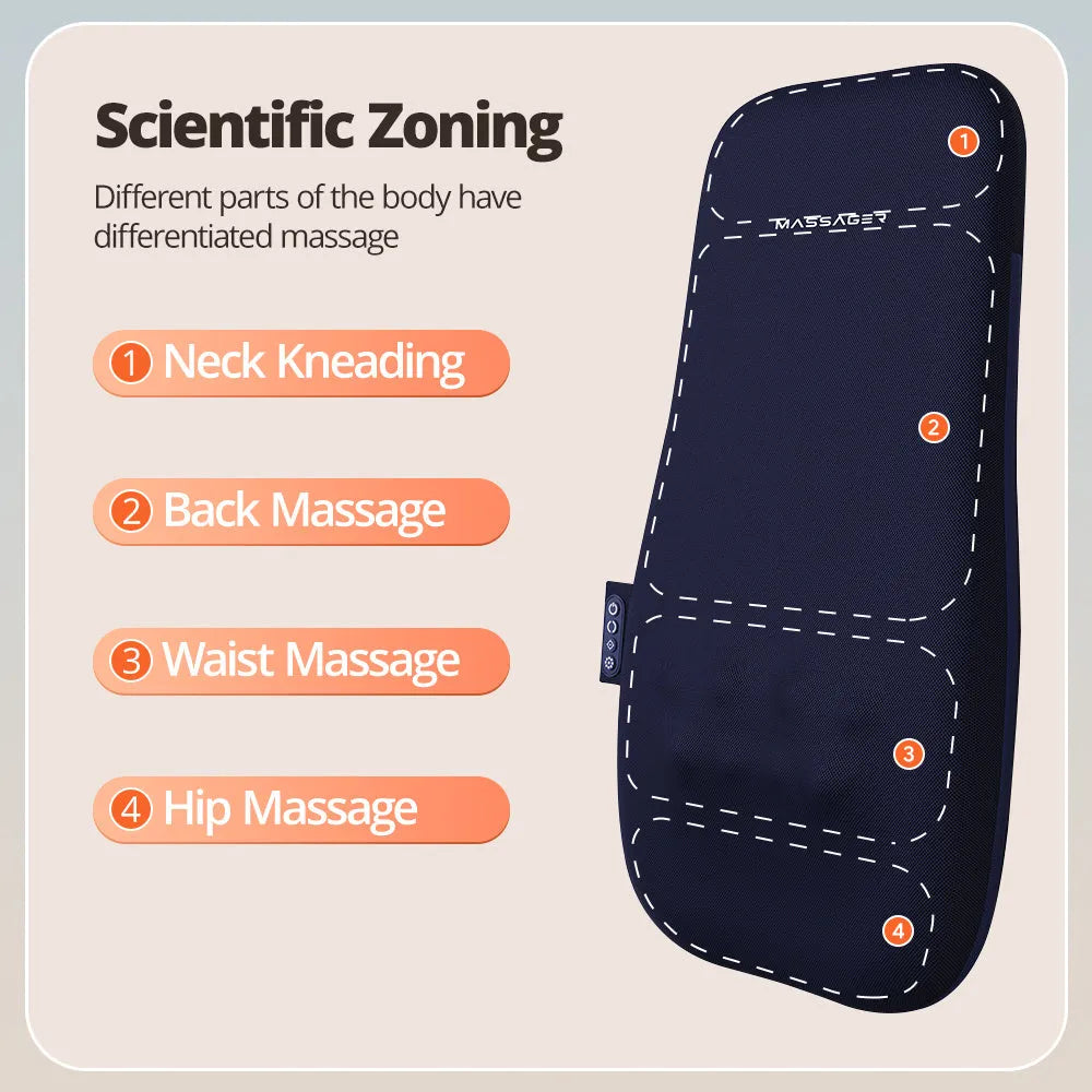 Walking massage lumbar support pillow with heat therapy and auto timer