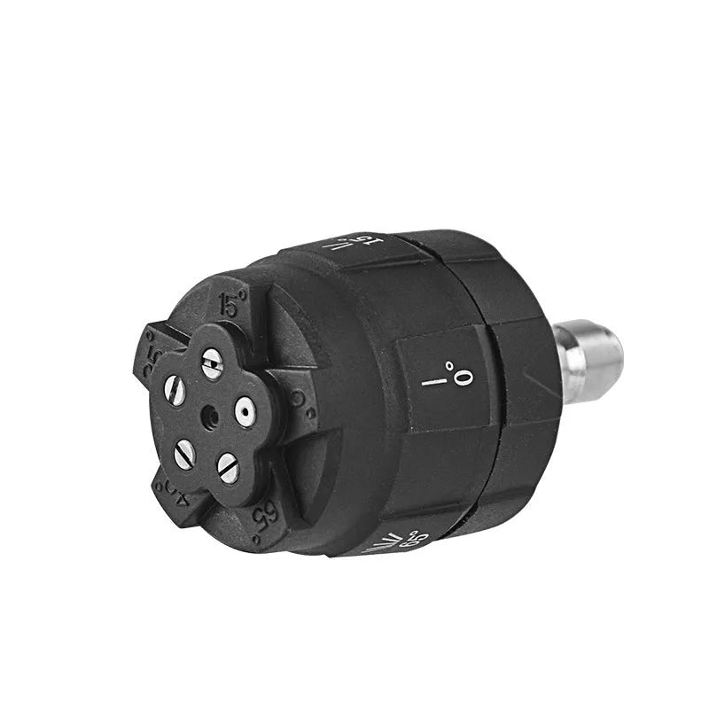 Multi-functional five-pattern spray nozzle for high-pressure water gun with rotating dial.