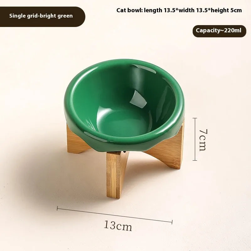 Porcelain cat drinking water bowl in bright red single grid configuration on surface