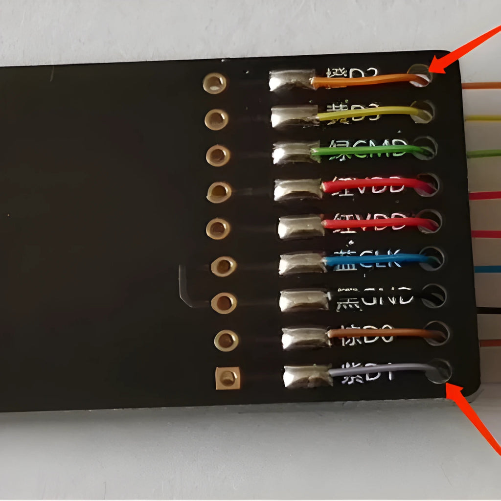 EMMC read and write diagnostic tool for car audio host maintenance on luxury vehicles.