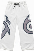 Grey wide leg sports pants with printed 3D pattern, polyester bootcut trousers in sizes S to 5XL