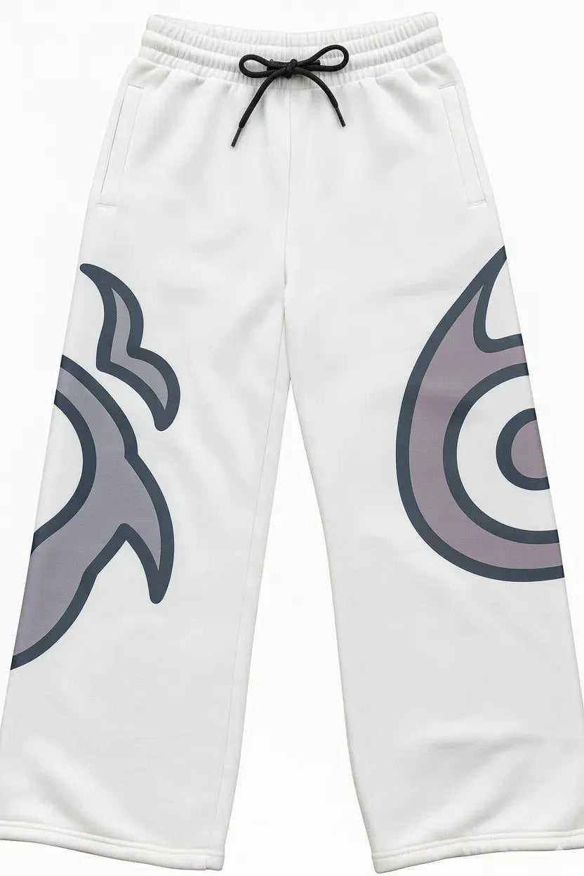 Grey wide leg sports pants with printed 3D pattern, polyester bootcut trousers in sizes S to 5XL
