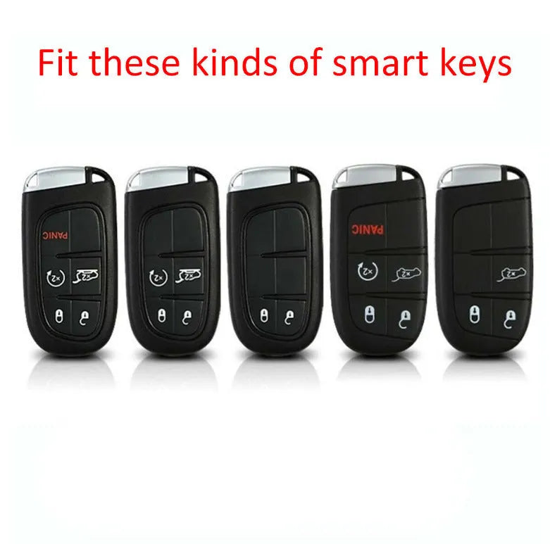 Carbon fibre pattern silicone protective case covering a Dodge, Chrysler, and Fiat car key fob