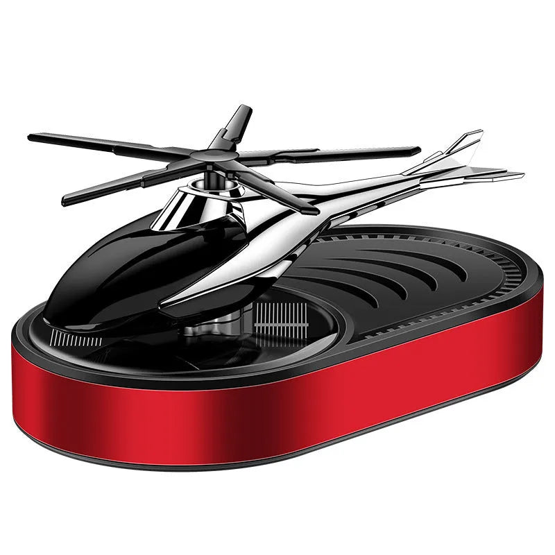 Solar car aromatherapy ornament in black, blue, silver or red plastic with environmentally friendly spice fragrant tablet for dashboard odour removal