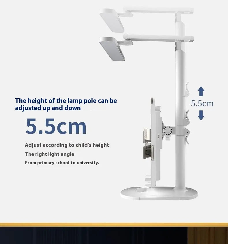 Adjustable reading bookshelf lamp with three colour temperature settings and dual power options