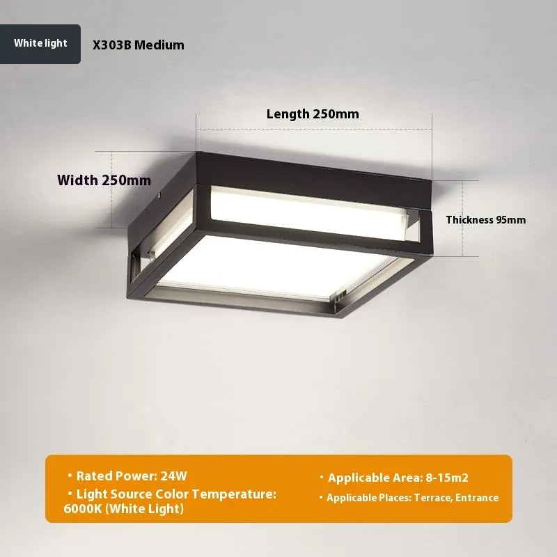 Ultra-thin insect-proof outdoor ceiling lamp with LED, powder coated lampshade, for corridor use
