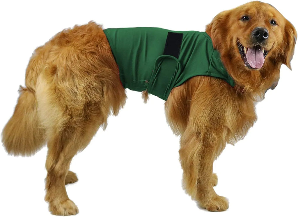 Brown brocade cotton dog anxiety tank top for separation anxiety relief on canine