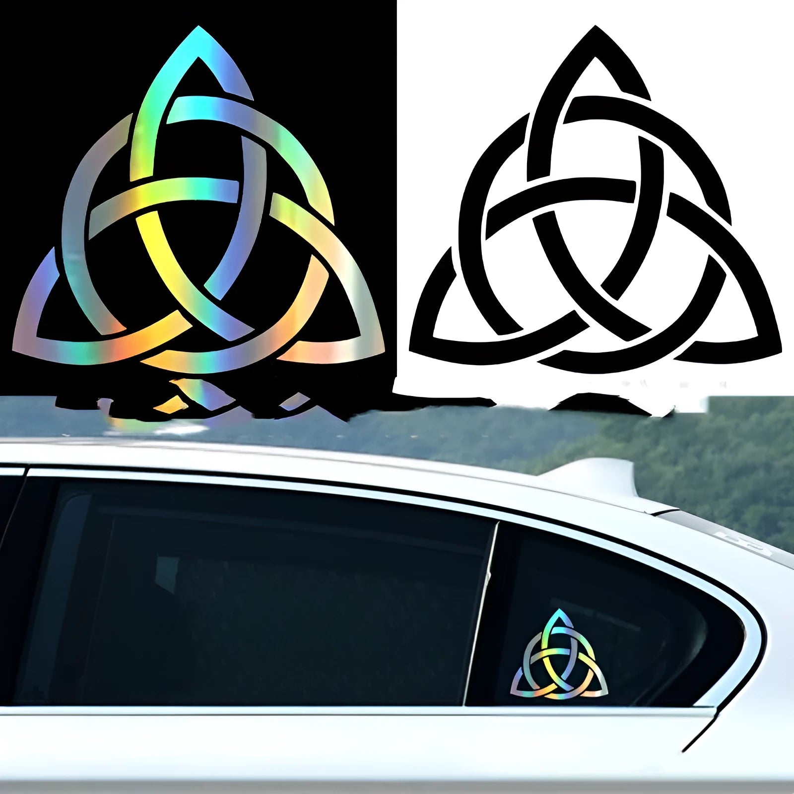Car body sticker in black, white or laser finish with adhesive backing for sunscreen and waterproof vehicle protection