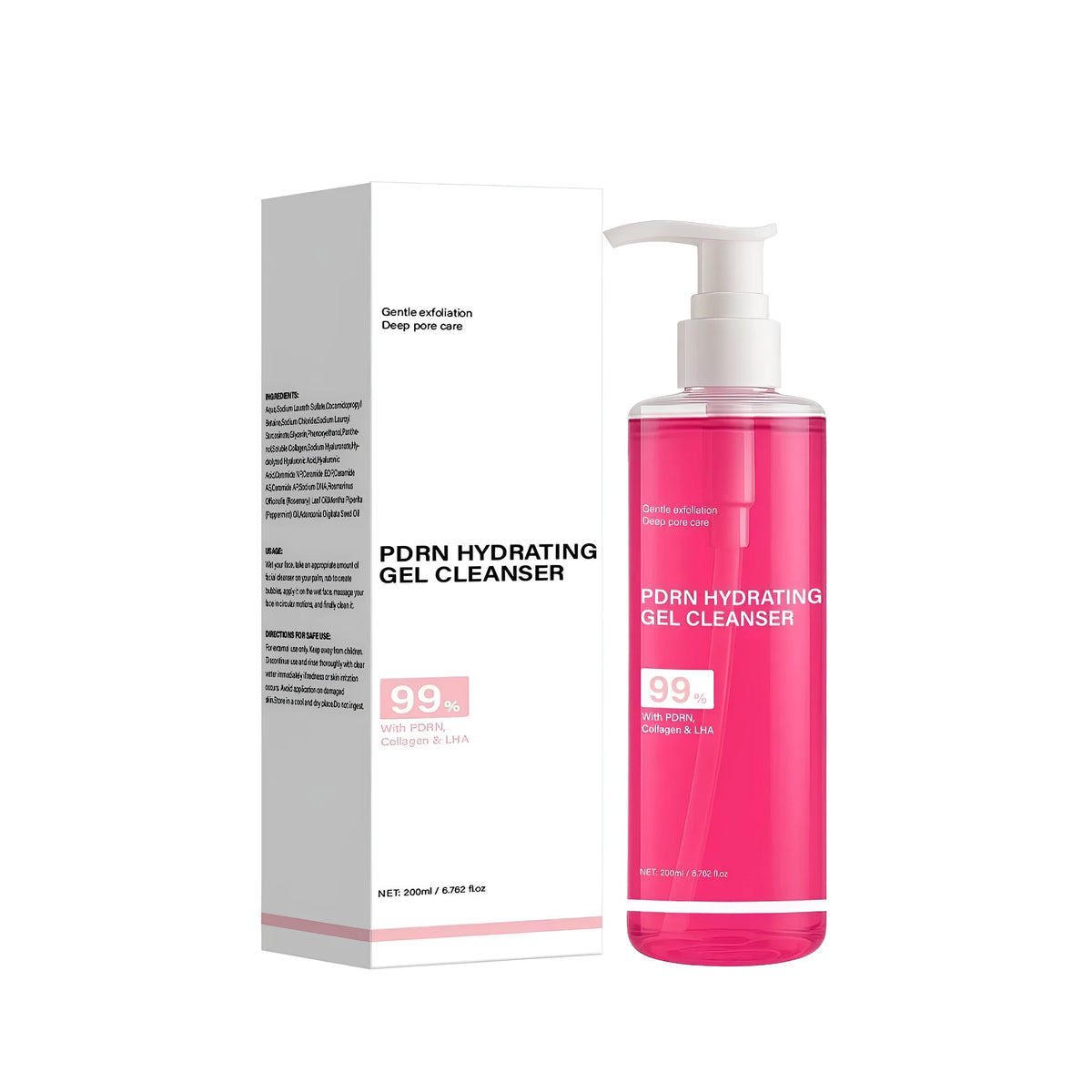 PDRN moisturizing jelly foam facial cleanser 200ml in compact white container