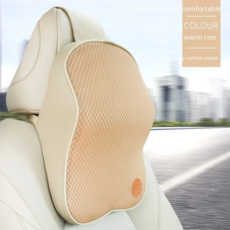 Memory foam automotive headrest and lumbar support pillow set in multiple colour options