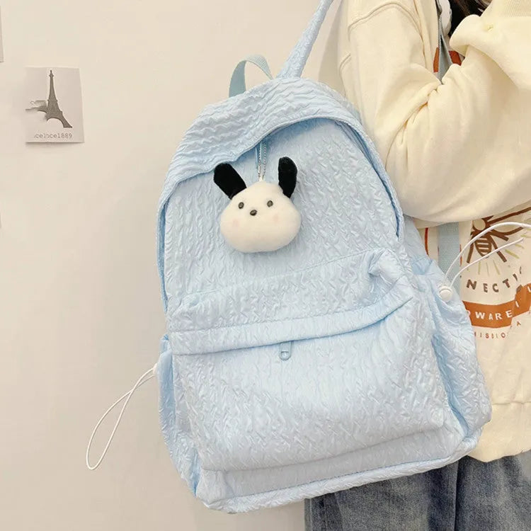 Large capacity nylon school backpack for Grade 5-6 students in solid colour with air pillow belt