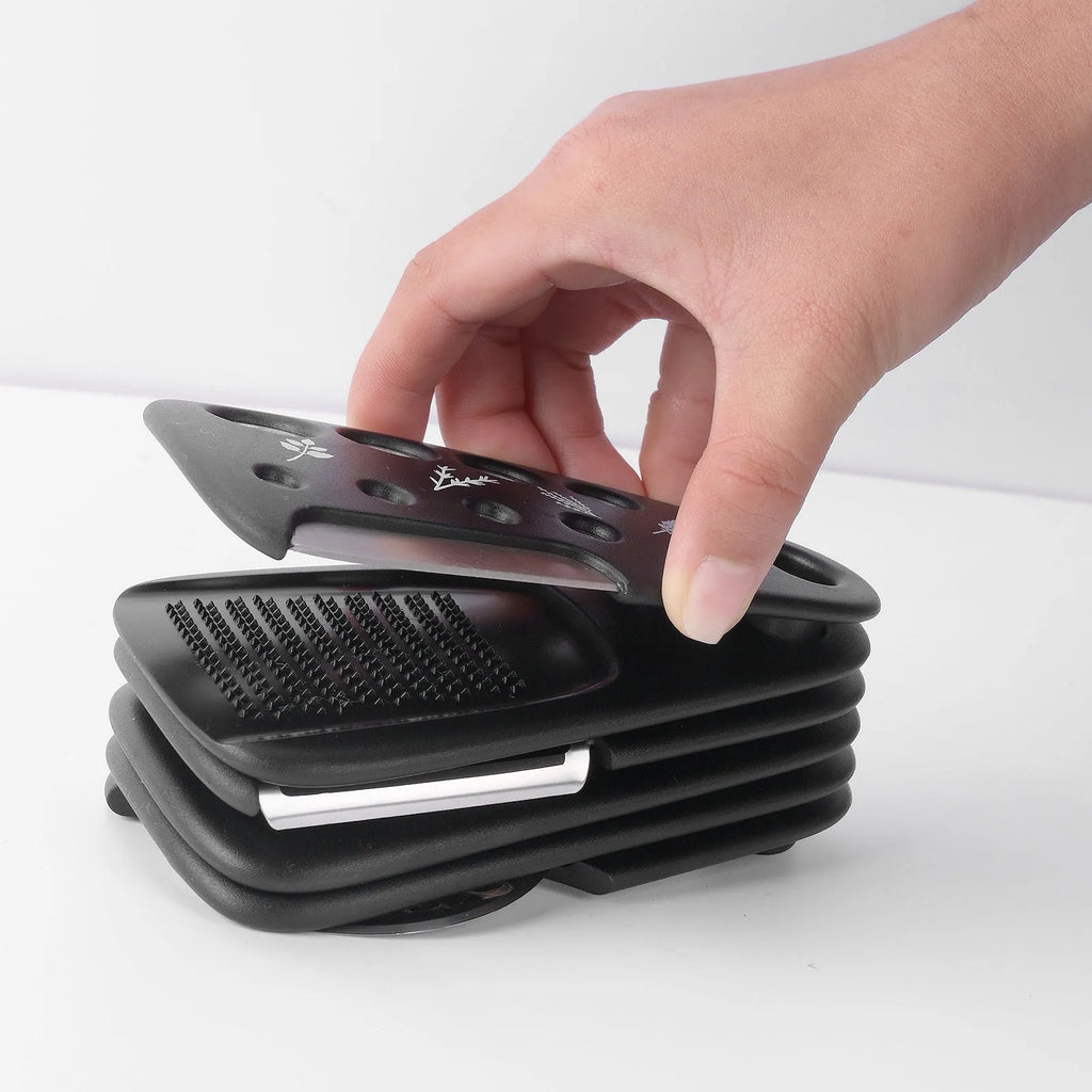 Six stackable kitchen gadgets with stainless steel and PP construction in modern simple design