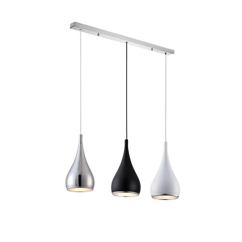Iron minimalist chandelier lamp in black finish with three-head disc configuration for ceiling mounting