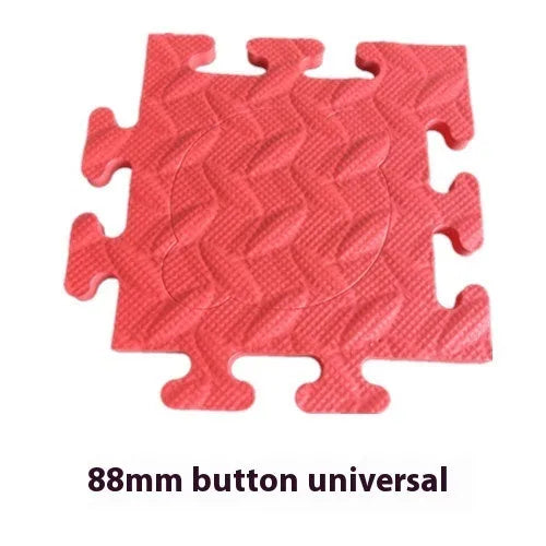 EVA foam pet ac button non-slip mat in green, square shape 16x16x1cm, on a wooden floor