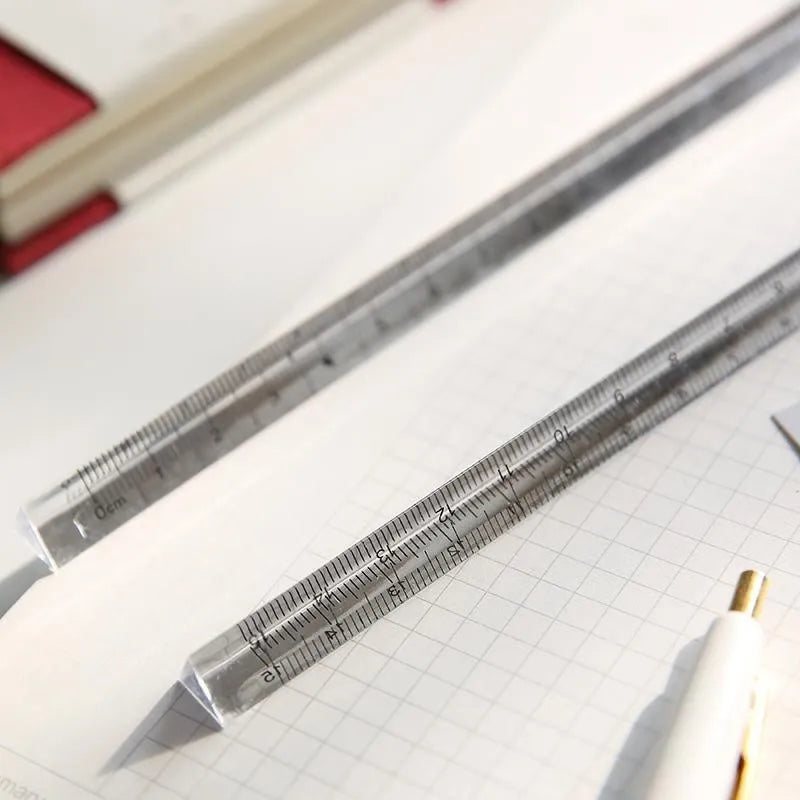 White plastic ruler 15cm on white background for primary school measuring