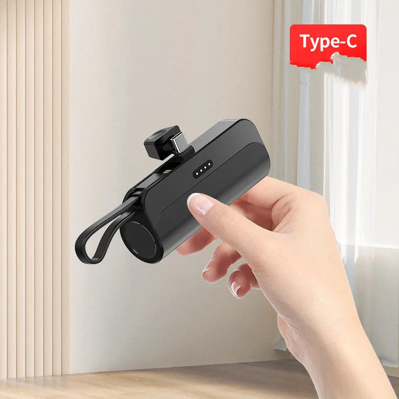 Capsule 20W fast charge folding bracket 5000mAh mini power bank in grey with built-in cables
