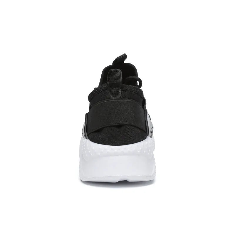 Women's lightweight mesh trainers with flat heel and shallow mouth, shown in white, black, army green, black and white, and pink