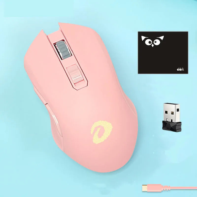 Lightweight wireless wired game mouse with 7 keys, 10m range, and included mouse pad