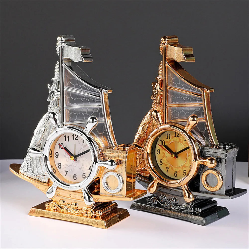Fashion bedroom alarm clock in gold or silver colour with creative home decor design