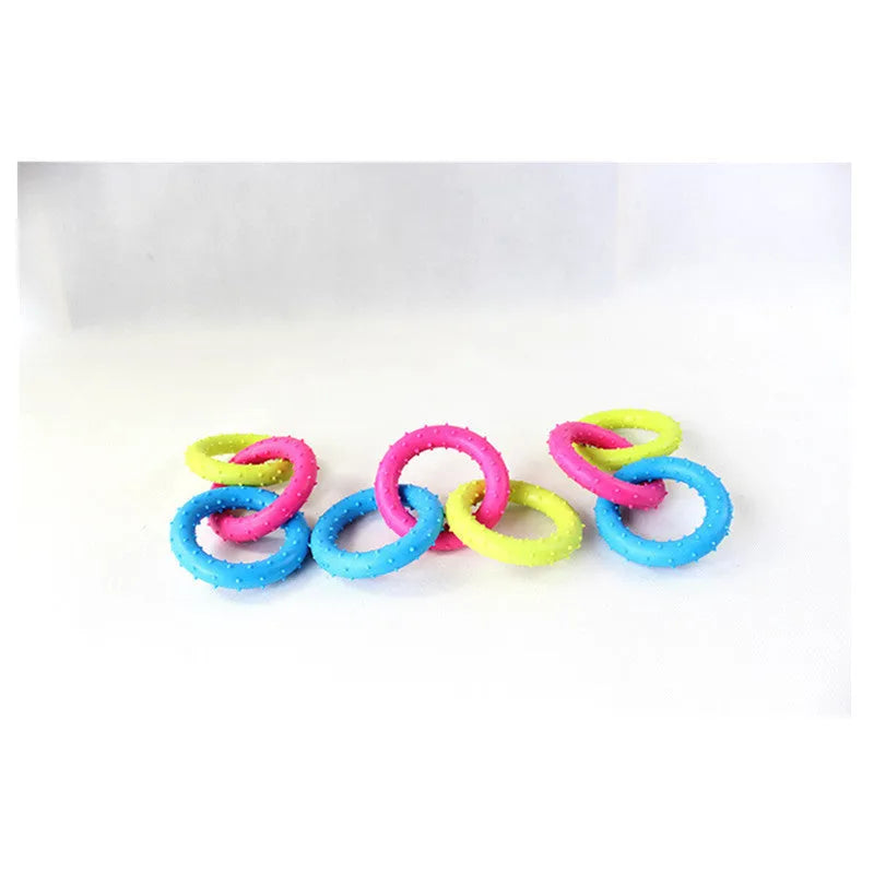 Rubber three-chain dog bite-resistant molar toy made from TPR material for pet dental health