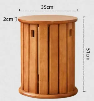 Stackable round iron dining stool in a modern style, shown in a choice of smoked black, walnut, cherrywood, or cream colour.