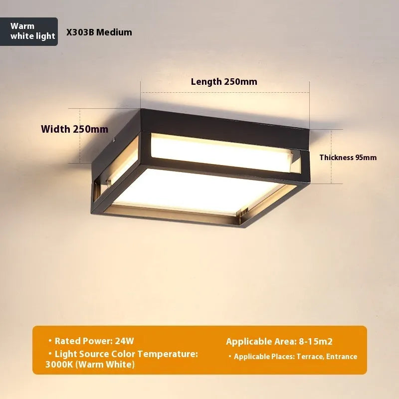 Ultra-thin insect-proof outdoor ceiling lamp with LED, powder coated lampshade, for corridor use