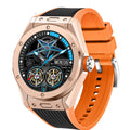 MV58 black Bluetooth smart watch with silicone strap on a wrist, showing call and health tracking display.