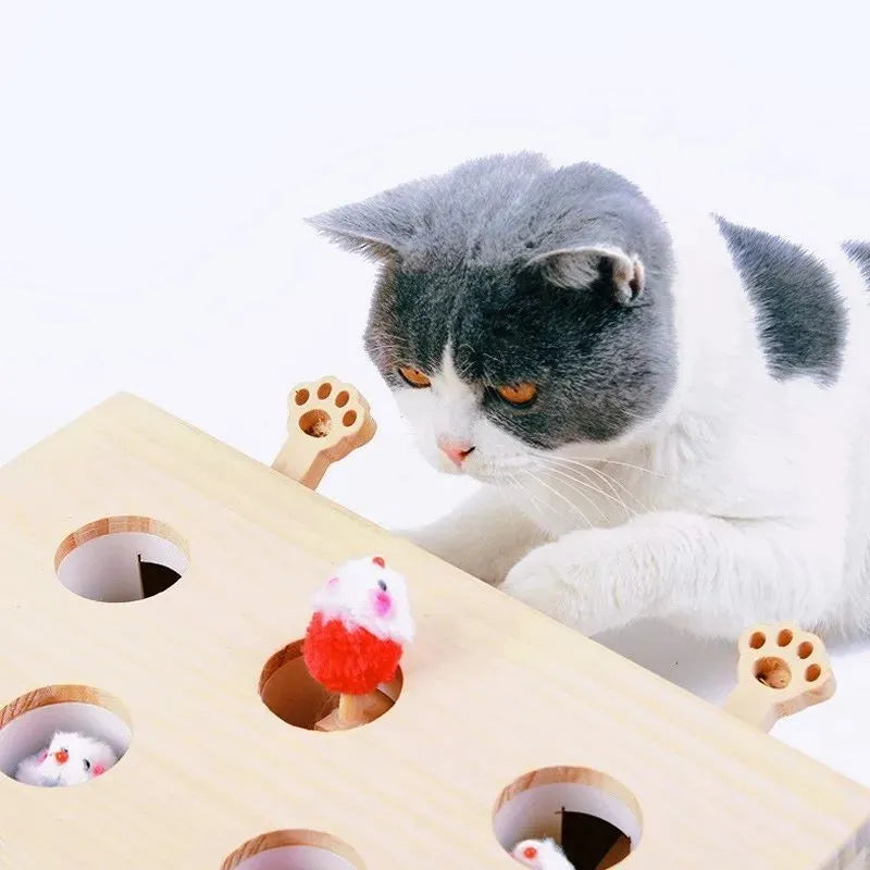Cardboard cat scratcher and whack-a-mole toy in cloud gopher design for indoor adult cats