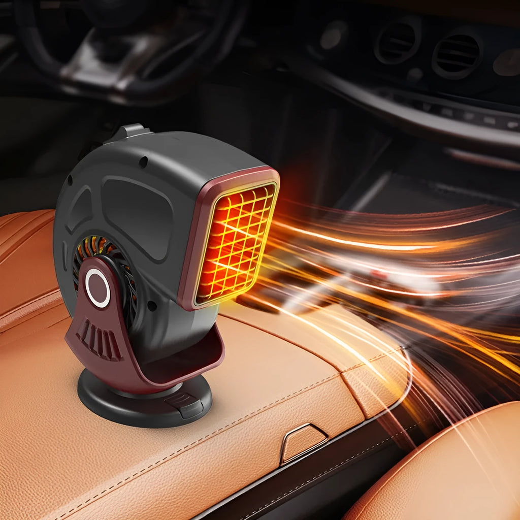 150W car warm air blower 12V 24V mini car heater in black or red for glass defogging