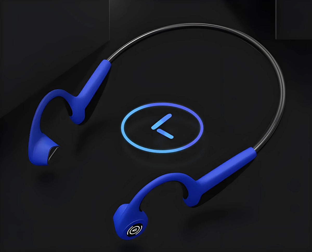 Over ear sports waterproof headphones in gray, blue, and green with Bluetooth 5.0