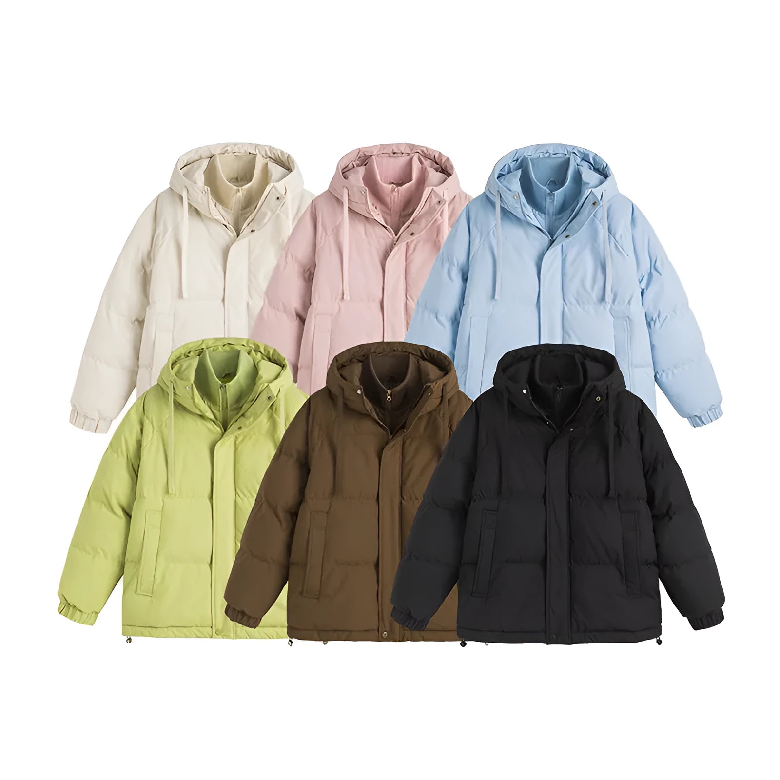 Loose fake two-piece winter coat in beige with side seam pockets
