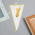 Clear triangular OPP plastic packaging bag with a twisted metal wire tie sealing the top.