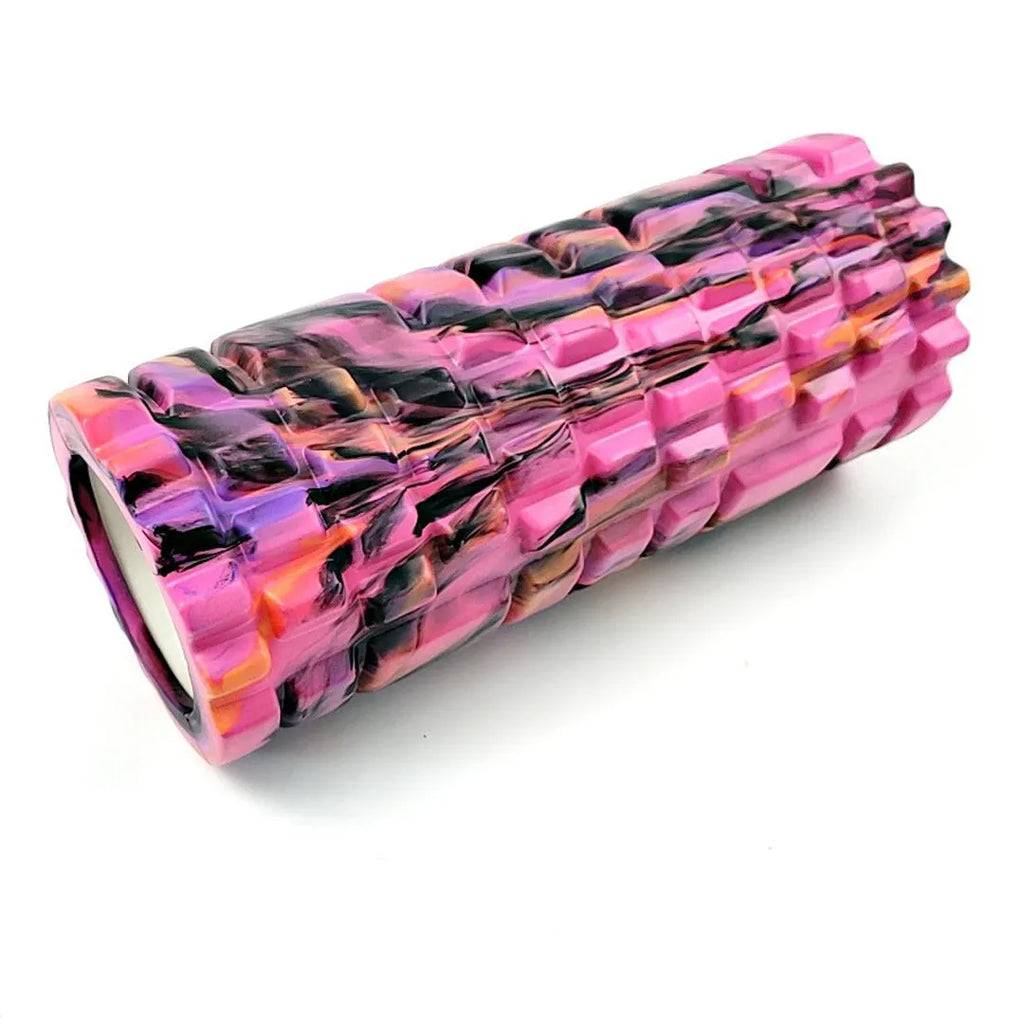33cm camouflage pattern EVA foam roller shown in multiple colour options for fitness and recovery use