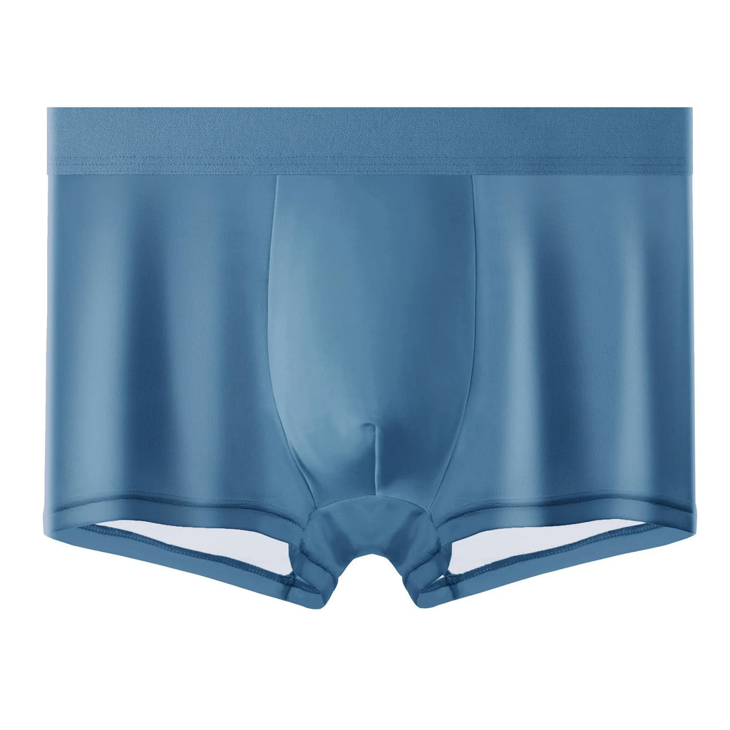 Men's flat-cut ice silk shorts in solid colour, plain weave fabric, size L to 4XL, front view