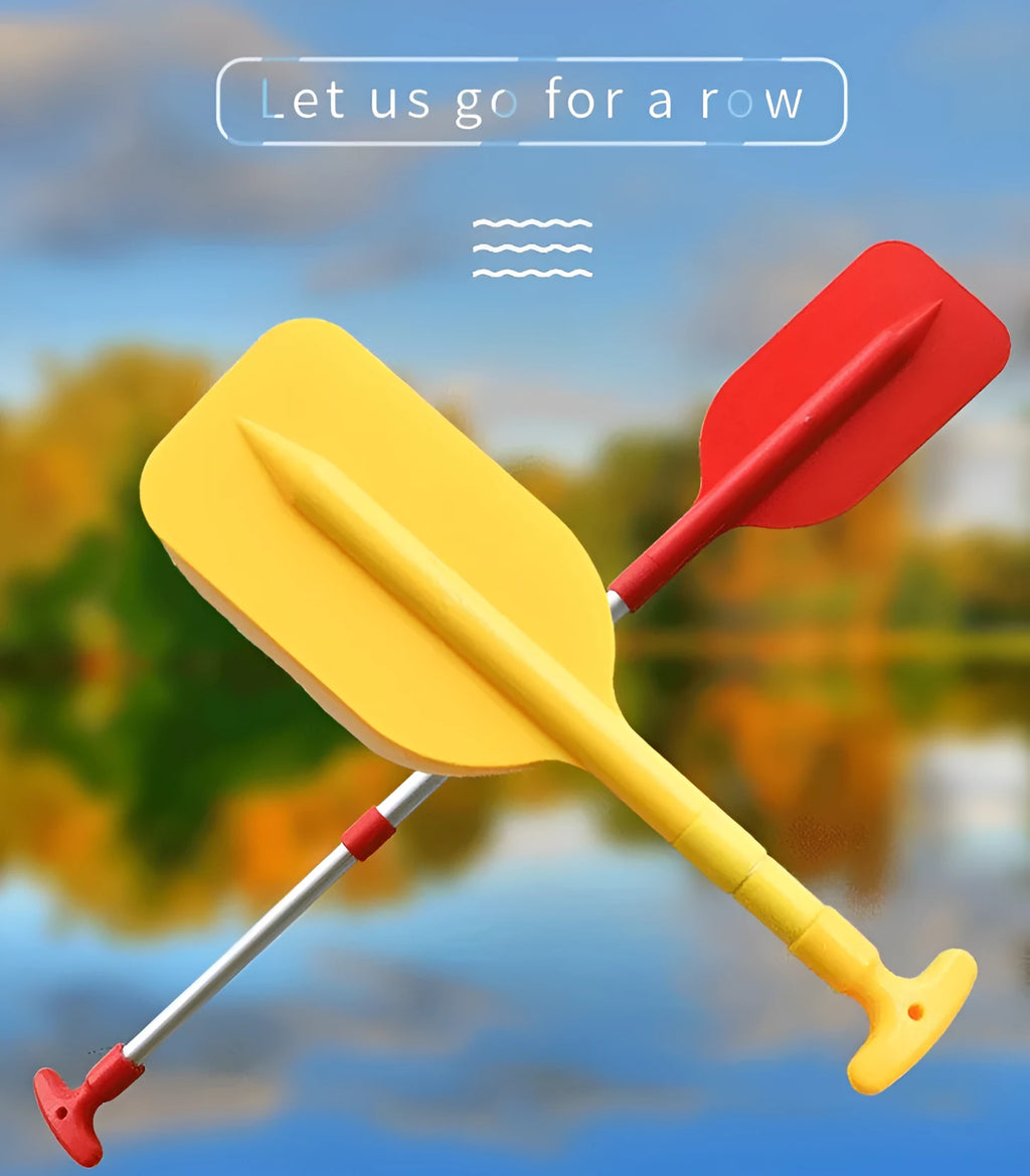 Retractable paddle in yellow with telescoping aluminium alloy shaft and PVC blade for inflatable boats
