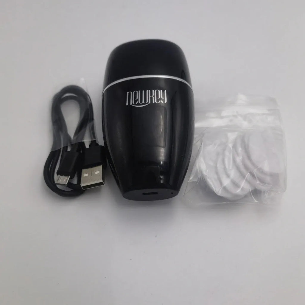Black electric silicone lip plumper device with 3-speed adjustment and USB charging cable
