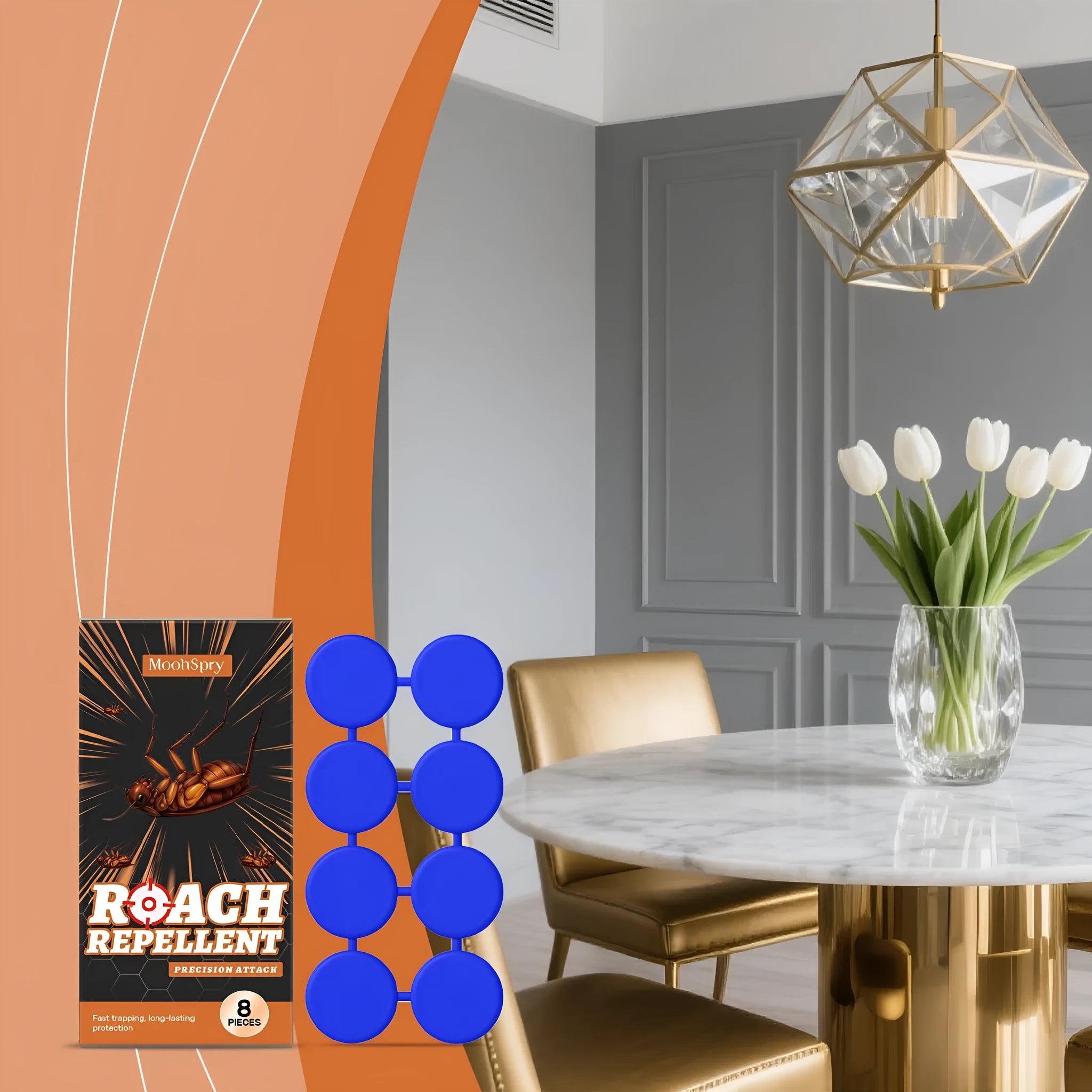 Cockroach killer bait stickers and glue traps pack for indoor kitchen pest control