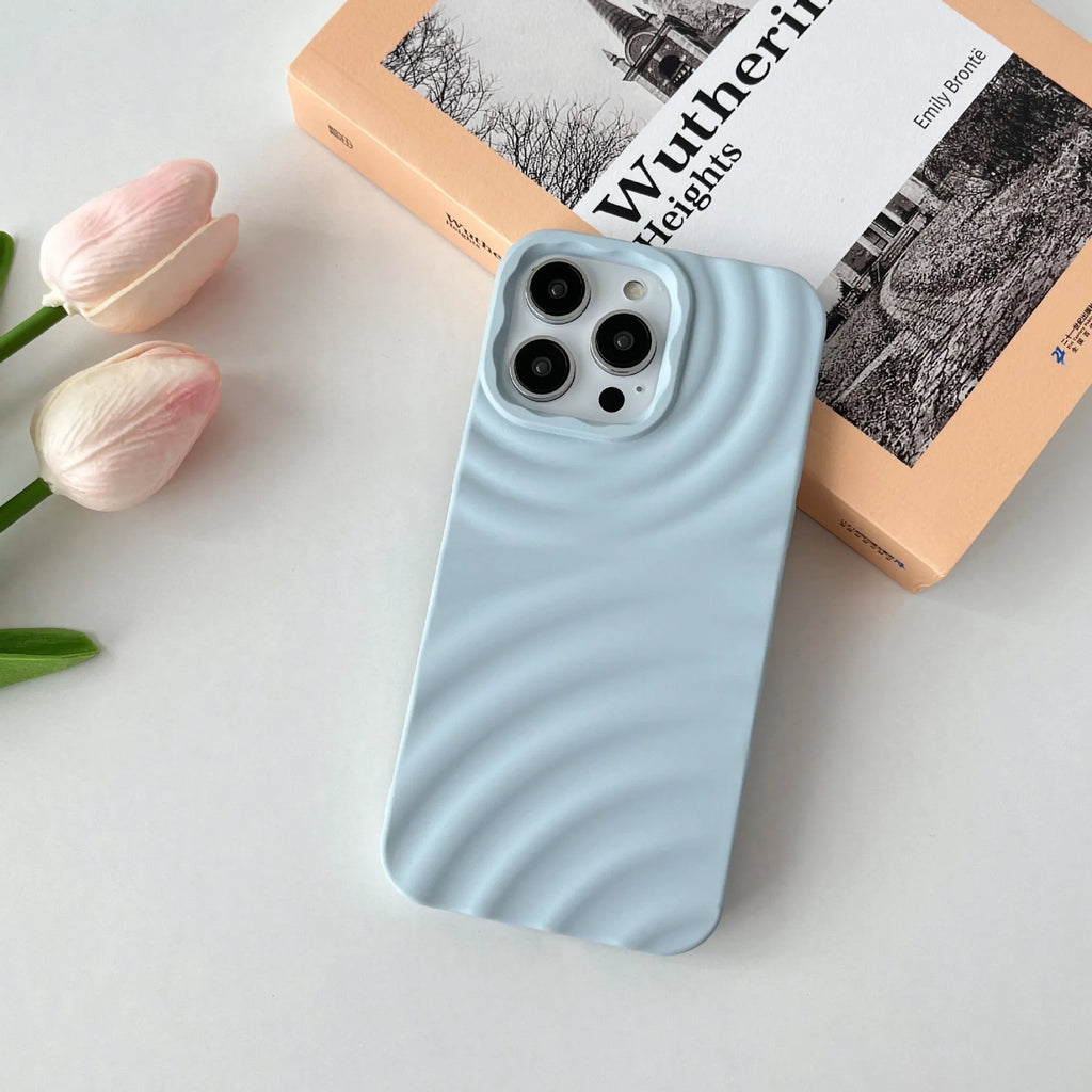 Creative water ripple TPU phone case for iPhone with anti-fingerprint finish in corrugated black